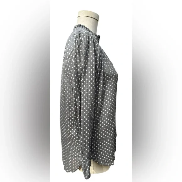 NWT LOFT Petite Small Polka Dot 100% Cotton Long Sleeve Button Down Blouse - Picture 10 of 15